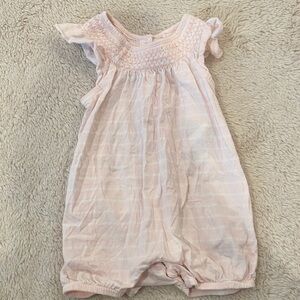 Ralph Lauren Baby Pink Smocked Plaid Romper One Piece 9M